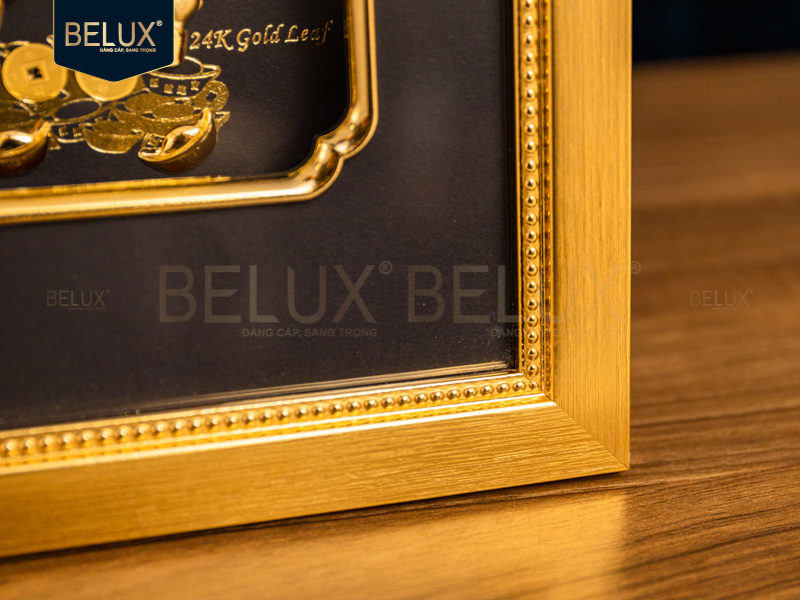 Tranh quà tặng mã đáo thành công dát vàng 24k 33x26cm